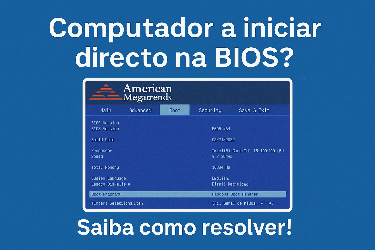 computador a iniciar na bios