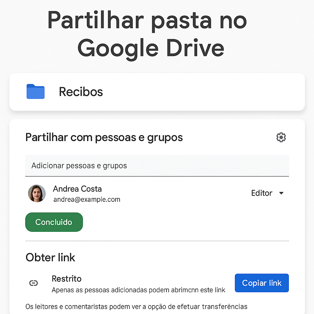 partilhar pasta com o Google Drive